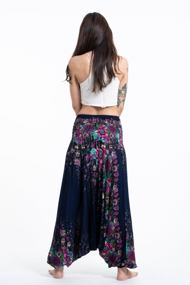 Floral 2-in-1 Jumpsuit Harem Pants in Blue