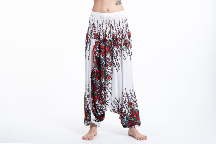 Floral 2-in-1 Jumpsuit Harem Pants in White