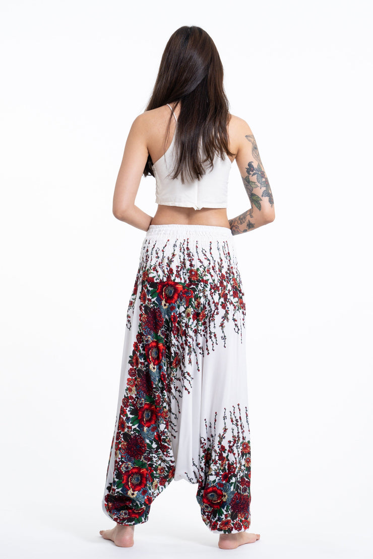 Floral 2-in-1 Jumpsuit Harem Pants in White