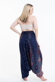 Peacock Feathers 2-in-1 Jumpsuit Harem Pants in Blue