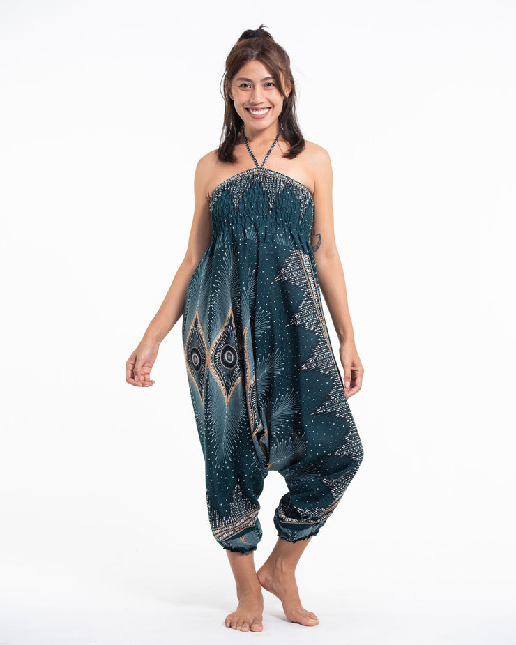 Diamond Peacock 2-in-1 Jumpsuit Harem Pants in Turquoise