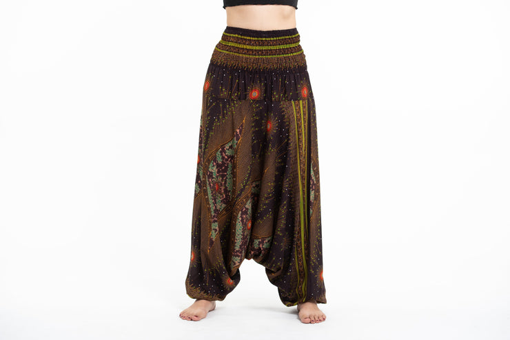 Peacock Eye 2-in-1 Jumpsuit Harem Pants in Brown