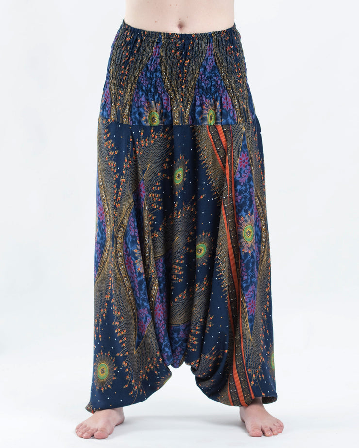 Peacock Eye 2-in-1 Jumpsuit Harem Pants in Navy