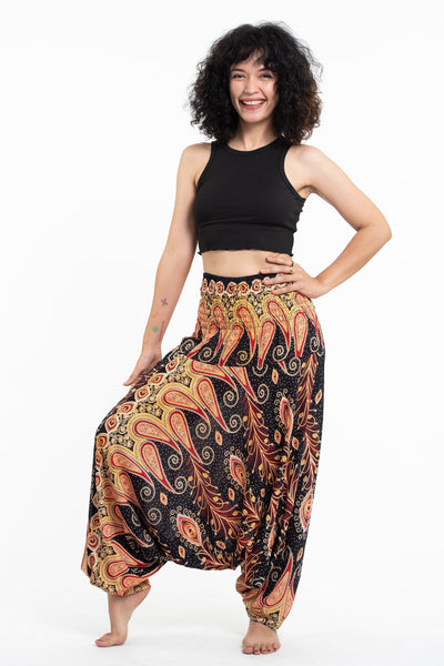 Peacock Paisley 2-in-1 Jumpsuit Harem Pants in Black