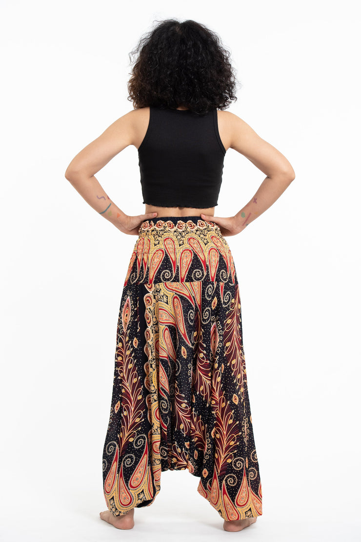 Peacock Paisley 2-in-1 Jumpsuit Harem Pants in Black