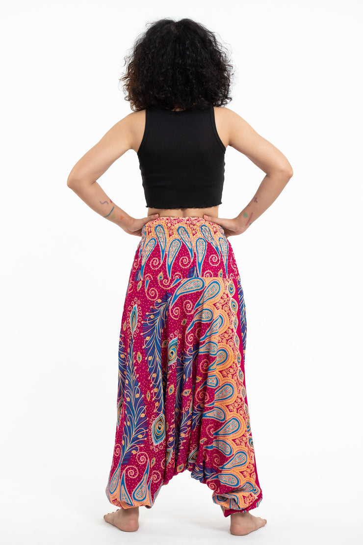 Peacock Paisley 2-in-1 Jumpsuit Harem Pants in Pink