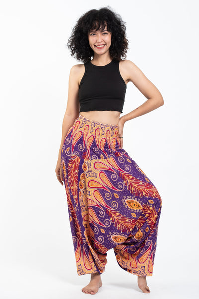 Peacock Paisley 2-in-1 Jumpsuit Harem Pants in Purple