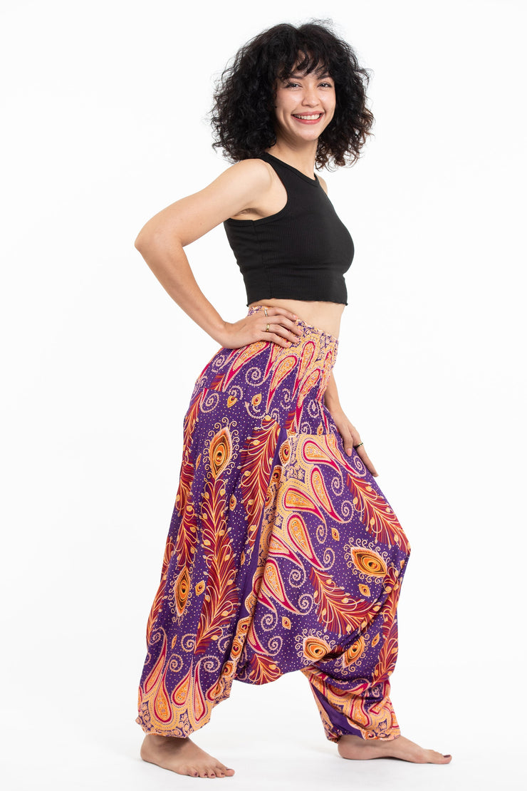 Peacock Paisley 2-in-1 Jumpsuit Harem Pants in Purple