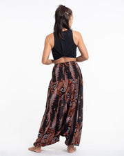 Paisley Feathers 2-in-1 Jumpsuit Harem Pants in Black