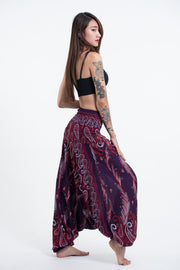 Paisley Feathers 2-in-1 Jumpsuit Harem Pants in Purple