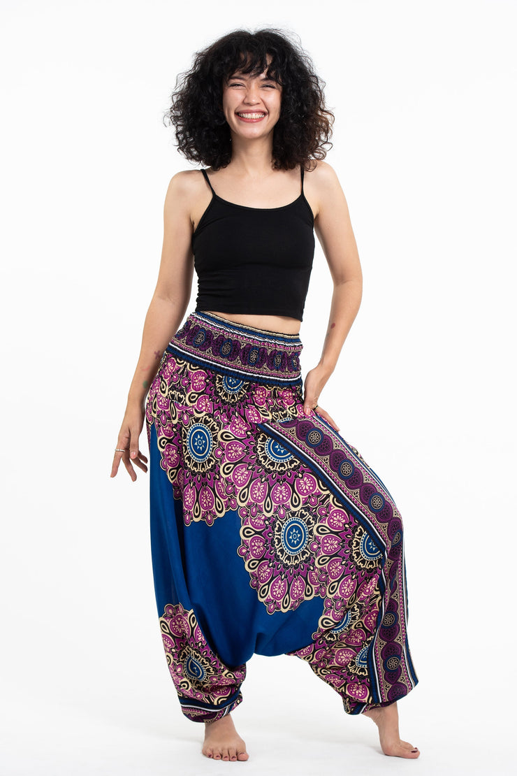 Peony Mandalas 2-in-1 Jumpsuit Harem Pants in Blue