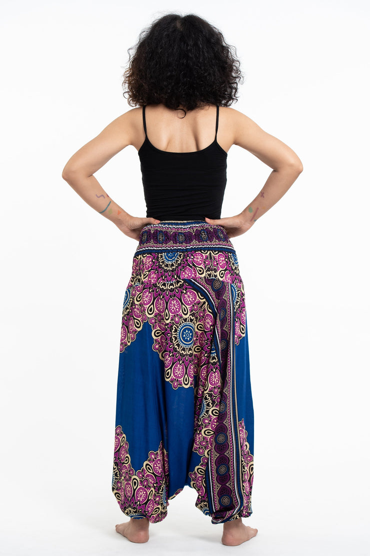 Peony Mandalas 2-in-1 Jumpsuit Harem Pants in Blue