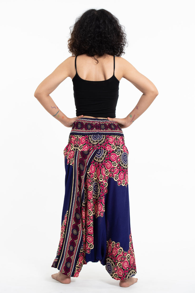 Peony Mandalas 2-in-1 Jumpsuit Harem Pants in Indigo