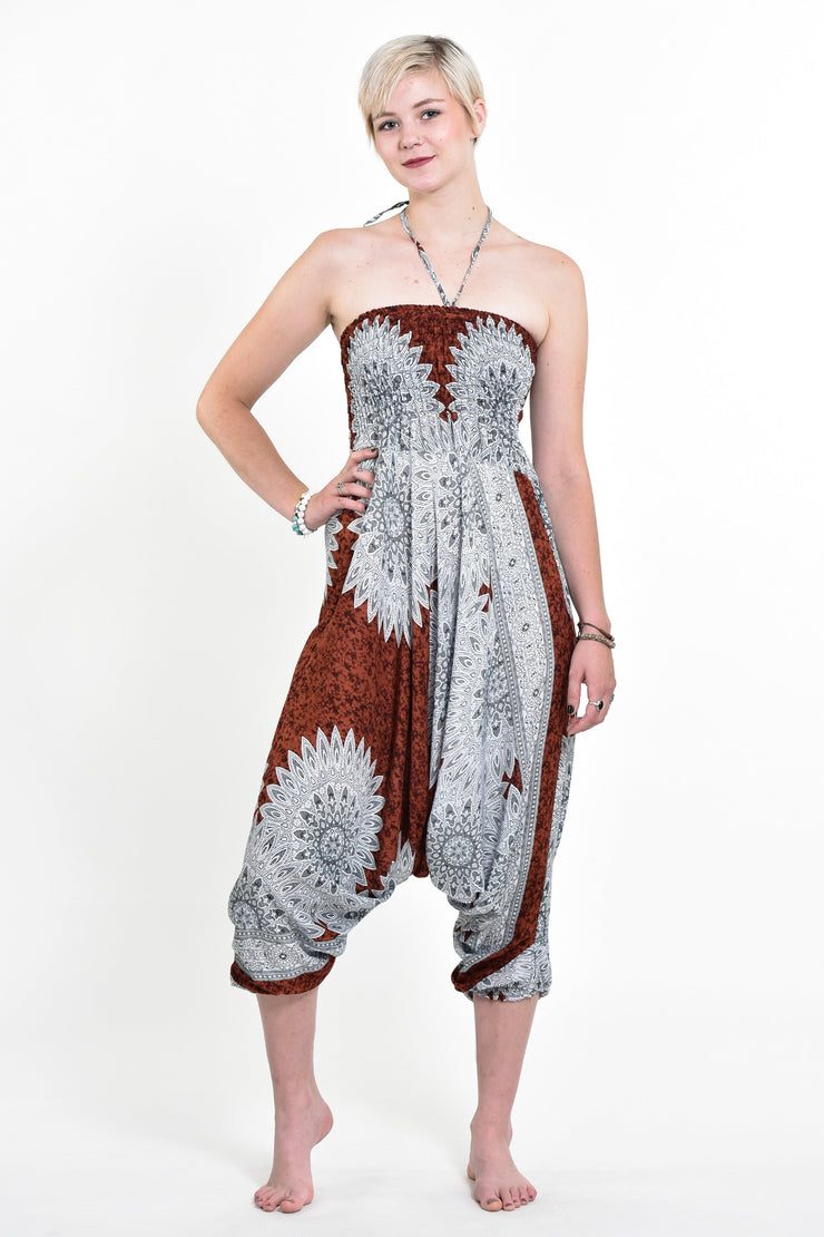 Marble Mandalas 2-in-1 Jumpsuit Harem Pants in Brown