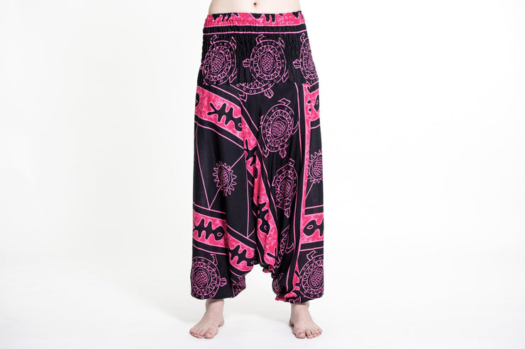 Turtle Print 2-in-1 Jumpsuit Harem Pants in Pink