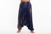 Plus Size Peacock Feathers 2-in-1 Jumpsuit Harem Pants in Blue