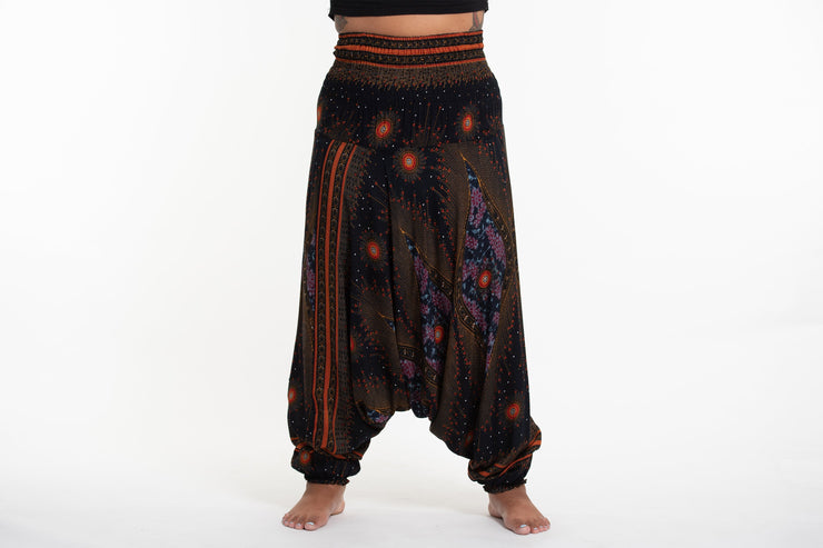 Plus Size Peacock Eyes 2-in-1 Jumpsuit Harem Pants in Black