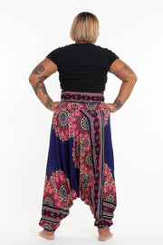 Plus Size Peony Mandalas 2-in-1 Jumpsuit Harem Pants in Indigo