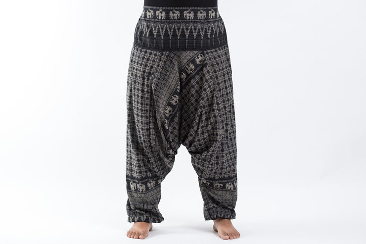 Plus Size Hill Tribe Elephant Women's Elephant Pants in Black