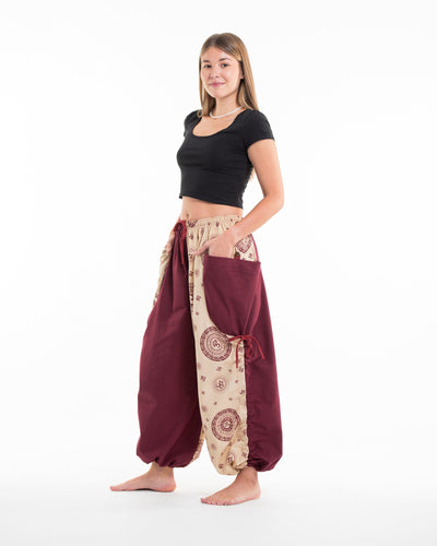 Two Tone Om Prints Women's Cotton Pants in Cream