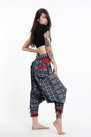 Traditional Prints Thai Hill Tribe Fabric Women's Harem Pants with Ankle Straps