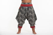 Plus Size Paisley Thai Hill Tribe Fabric Women's Harem Pants with Ankle Straps