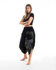 Two Tone Rainbow Prints Women's Three Quarter Pants in Black