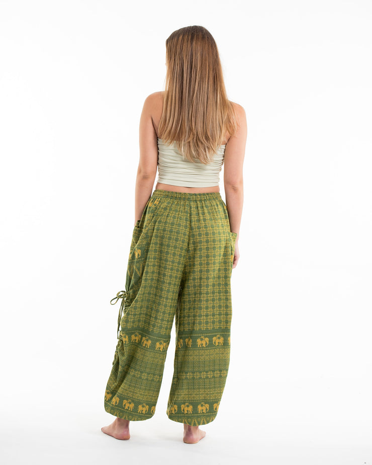 Women's Hill Tribe Cotton Elephant Pants in Green