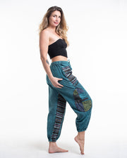 Women's Patchwork Stone Washed Cargo Cotton Pants in Blue 06