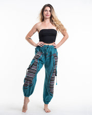 Women's Patchwork Stone Washed Cargo Cotton Pants in Blue 07