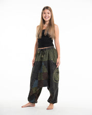 Women's Patchwork Stone Washed Low Cut Cotton Pants in Black 03