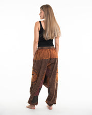 Women's Patchwork Stone Washed Low Cut Cotton Pants in Brown 03