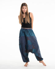 Women's Patchwork Stone Washed Low Cut Cotton Pants in Navy 03