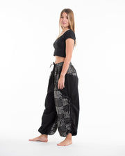 Two Tone Maze Prints Women's Cotton Pants in Black