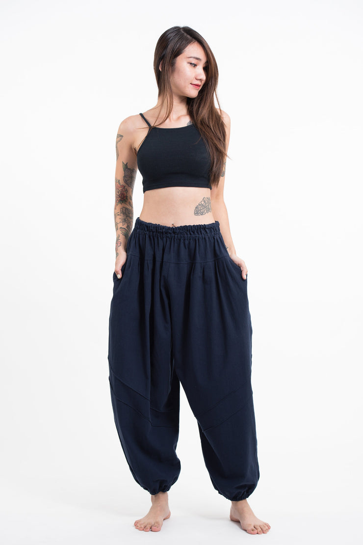 Genie Women's Cotton Harem Pants in Navy