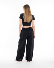 Thai Cotton Women's Pants With Hill Tribe Trim in Black