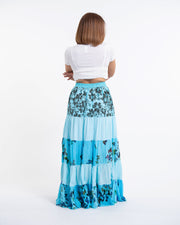 Patchwork Long Skirt in Light Blue