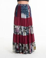 Patchwork Long Skirt in Red