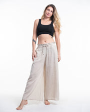 Women's Linen Cotton Blend Palazzo Pants in Natural