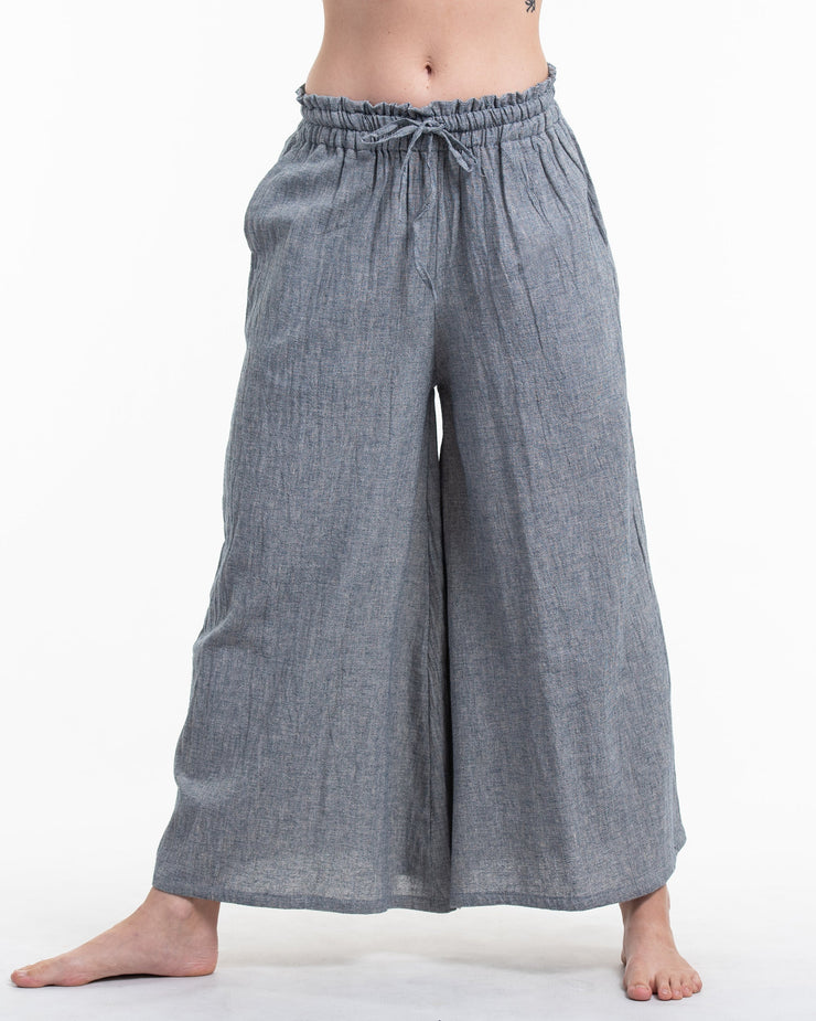 Women's Linen Cotton Blend Palazzo Pants in Navy