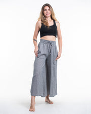 Women's Linen Cotton Blend Palazzo Pants in Navy