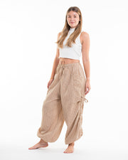 Women's Ribbed Tencel Cotton Blend Pants in Beige