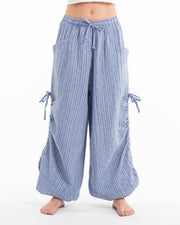 Women's Ribbed Tencel Cotton Blend Pants in Blue