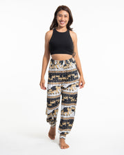 ULTRA SOFT Eco-Friendly Elephant Print Women Harem Pants in Gray