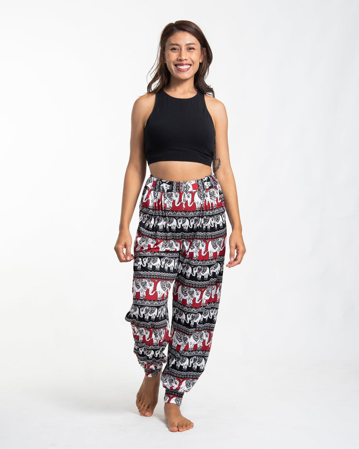 ULTRA SOFT Eco-Friendly Elephant Print Women Harem Pants in Red