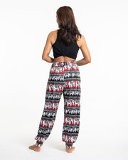 ULTRA SOFT Eco-Friendly Elephant Print Women Harem Pants in Red