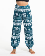 ULTRA SOFT Eco-Friendly Elephant Print Women Harem Pants in Teal