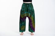 Tie Dye Cotton Women Harem Pants in Green Yellow