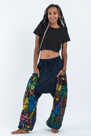 Tie Dye Cotton Women Harem Pants in Patchwork Blue