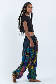 Tie Dye Cotton Women Harem Pants in Patchwork Blue